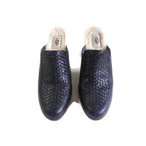 UGG AUSTRALIA Black Woven Leather Mules 8.5